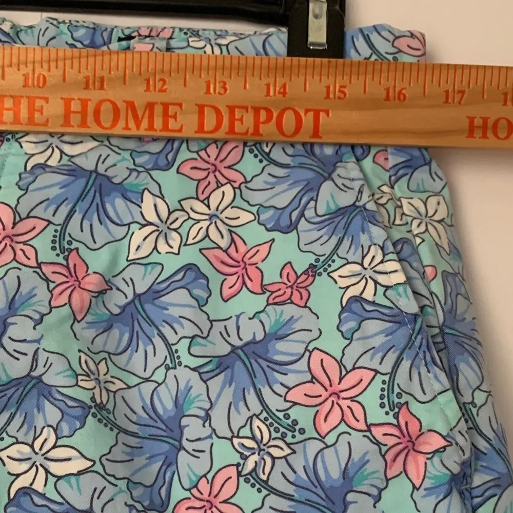 Vineyard Vines Breaker Shorts Cotton Floral Print Blue Pink White Men Size 32